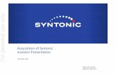 For personal use only - asx.com.au · Syntonic DataFlex Addressable Market 7 ... – U.S. registration for Syntonic service and trade marks ... Syntonic DataFlex Competitive Landscape