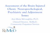 Assessment of the Brain Injured Client: …€¦ · Assessment of the Brain Injured Client: Neuropsychological, Psychiatric and Adjustment Issues Ann Marie McLaughlin, Ph.D. Clinical