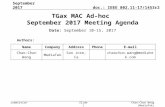 TGax MAC ad hoc meeting agenda - IEEE Standards …€¦ · PPT file · Web view · 2017-09-13TGax MAC Ad-hoc September 2017 Meeting Agenda. Date: September 10 ... The IEEE’s
