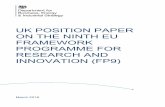UK position paper on the Ninth EU Framework Programme … · uk position paper on the ninth eu framework programme for research and innovation (fp9) march 2018