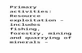 Primary activities: Resource exploitation – includes … · Web viewPrimary activities: Resource exploitation – includes fishing, forestry, mining and quarrying of minerals –