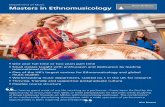 Department of Music Masters in Ethnomusicology · Department of Music Masters in Ethnomusicology • One year full time or two years part time • Small classes taught with enthusiasm