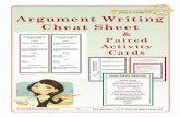 Argument Writing Cheat Sheet - Anoka-Hennepin School ... · ARGUMENT WRITING CHEAT SHEET PURPOSE To inform an audience that your viewpoint deserves consideration STRATEGY ... In spite