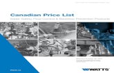 Canadian Price Listmedia.wattswater.com/PL-Watts-CAN.pdf · Canadian Price List Water Safety, Flow Control & Backflow Prevention Products Watts.ca All prices supersede previous issues,