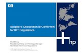 Supplier’s Declaration of Conformity for ICT Regulations · Supplier’s Declaration of Conformity for ICT Regulations David Ling ... Maintain available compliance folder. Design