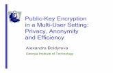 Public-Key Encryption in a Multi-User Setting: Privacy ... · Public-Key Encryption in a Multi-User Setting: Privacy, Anonymity and Efficiency Alexandra Boldyreva ... anonymity ...