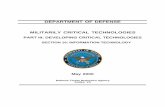 DEPARTMENT OF DEFENSE MILITARILY CRITICAL TECHNOLOGIESiwar.org.uk/iwar/resources/p3sec10.pdf · department of defense militarily critical technologies part iii: developing critical