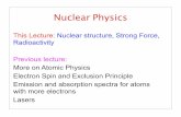 Nuclear Physics - UW-Madison Department of Physics · Nuclear Physics This Lecture: Nuclear structure, Strong Force, Radioactivity ... Nucleus is 5,000 times smaller than the atom!