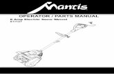 8 Amp Electric Snow Shovel 811127 - Mantis Garden … 12''snow...OPERATOR / PARTS MANUAL 8 Amp Electric Snow Shovel ... 2 8 Amp Electric Snow Shovel Operator’s Manual Contact us