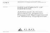 GAO-10-695 Department of Defense: Additional … OF DEFENSE Additional Actions Needed to Improve Financial Management of Military Equipment July 2010 GAO-10-695 What GAO Found United