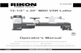 4001824 Operator’s Manual - Highland Woodworking 70-220VSRM3 12-1/2” x 20” MIDI VSR Lathe Operator’s Manual Record the serial number and date of purchase in your manual …