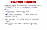 QUANTUM NUMBERS - Amazon Simple Storage Service NUMBERS •Quantum numbers - help to describe the probable location of an electron in an atom or ion - Like the electrons address …