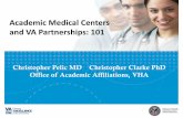 Academic Medical Centers and VA Partnerships: 101 … HEALTH ADMINISTRATION Christopher Pelic MD Christopher Clarke PhD Office of Academic Affiliations, VHA Academic Medical Centers