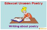 Edexcel Unseen Poetry - WordPress.com · Unseen Poetry Over the coming lessons we will be learning how to prepare for the unseen poetry section of the GCSE English Literature exam.