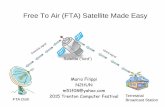 Introduction to Free To Air Satellite (FTA) is FTA Satellite? • Tune into foreign/domestic broadcasts • Free (no monthly bills) • Perfectly legal • Requires dish, rcvr, TV