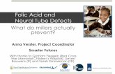 Folic Acid and Neural Tube Defects · Folic Acid and Neural Tube Defects What do millers actually prevent? Anna Verster, Project Coordinator Smarter Futures ... Folic acid from from