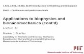 Part I Lecture 11 Applications to biophysics and ... · 1 1.021, 3.021, 10.333, 22.00 Introduction to Modeling and Simulation Part I – Continuum and particle methods Markus J. Buehler.