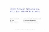 IEEE Access Standards, 802.3ah GE-PON Status Workshop IP/Optical, Chitose, Japan, 9-11 July 2002 2 802.3ah Task Force in 802 802 Over-view Archi-tecture 802.1 Mana-gement 802.3 CSMA/CD
