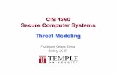 CIS 4360 Secure Computer Systems Threat Modelingqzeng/cis4360-spring17/slides/02-threat... · CIS 4360 Secure Computer Systems Threat Modeling ... • A threat model is a collection