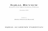 IQBAL REVIEW - iqbalcyberlibrary.net · 6th Floor Aiwan-e-Iqbal Complex, ... Table of Contents Volume: 11 Iqbal Review: October 1970 Number: 3 1. FROM BAL-I-JIBRIL: ... Faqr and Kingship