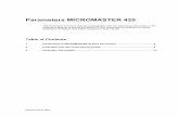 Parameters MICROMASTER 420 - RS Components …docs-europe.electrocomponents.com/webdocs/00cc/0900766b...Introduction to MICROMASTER System Parameters Parameters MICROMASTER 420 6SE6400-5BA00-0BP0