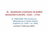 IX. AGARIAN CHANGES IN EARLY MODERN EUROPE, …€¦ ·  · 2012-02-02AGARIAN CHANGES IN EARLY MODERN EUROPE, ... Features of English upper-class structures and changes ... •a)