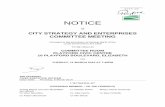 Agenda of City Strategy and Enterprises Committee - … 11...NOTICE of CITY STRATEGY AND ENTERPRISES COMMITTEE MEETING Pursuant to the provisions of Section 84(1) of the Local Government