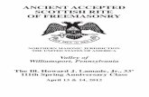 ANCIENT ACCEPTED SCOTTISH RITE OF FREEMASONRY · Allegiance The Bodies of the Ancient Accepted Scottish Rite of Freemasonry, sitting in the Valley of Williamsport, Pennsylvania, acknowledge