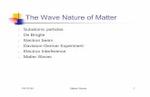 The Wave Nature of Matter - Siena Collegemmccolgan/GP140S10/Q4.pdf ·  · 2010-04-08PHYS140 Matter Waves 1 The Wave Nature of Matter • Subatomic particles • De Broglie • Electron