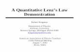 A Quantitative Lenz’s Law Demonstration - Andrews University · A Quantitative Lenz’s Law Demonstration ... Andrews University Berrien Springs, Michigan 49104-0380 kingman@andrews.edu