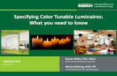 Specifying Color Tunable Luminaires: What you …salzberg...Specifying Color Tunable Luminaires: What you need to know ... • Some provide lovely buttery color at ... • Candela