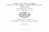 CITY OF NEW YORK OFFICE OF THE COMPTROLLER of New York City Comptroller John C. Liu The City of New York Office of the Comptroller Financial Audit Audit Report on the Fire Department