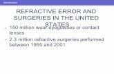 REFRACTIVE ERROR AND SURGERIES IN THE UNITED … · refractive procedures • One eye (dominant) set for distance and one eye set for near or intermediate (as shown) ... REFRACTIVE