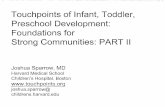 Touchpoints of Infant, Toddler, Preschool Development ... of Infant, Toddler, Preschool Development: Foundations for Strong COlmmunities: PART II . Joshua Sparrow, MD . Harvard Medical