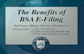 The Benefits of BSA E-Filing - FinCEN.gov New for BSA E-Filing: RMSB (Form 107) MSB Requirements and BSA E-Filing BSA E-Filing Overview Benefits of BSA E-Filing Brief Tutorial Enrolling