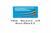 The Rules of Korfball (valid from 1 August 2009) · Web viewKorfball is a sport played by hand within a rectangular field of play whereby a team of four female players and four male