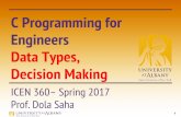 C Programming for Engineers Data Types, Decision Making · C Programming for Engineers Data Types, Decision Making ... Data Types Data Type Description Bytes in ... The mantissa and