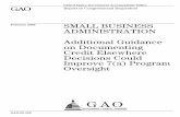 GAO-09-228 Small Business Administration: … Additional Guidance on Documenting ... SMALL BUSINESS ADMINISTRATION Additional Guidance on ... size of their SBA loan portfolios and
