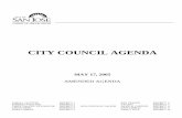 CITY COUNCIL AGENDA - San Jose council agenda may 17, 2005 amended agenda linda j. le zotte district 1 ken yeager district 6 forrest williams district 2 vacant district 7