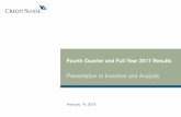 Fourth Quarter and Full Year 2017 Results - Presentation ... · Fourth Quarter and Full Year 2017 Results Presentation to Investors and Analysts ... – Continued progress in SRU