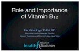 Role and Importance of Vitamin B12 - Health Ministrieshealthministries.com/sites/healthministries.com/files/presentations... · Role and Importance of Vitamin B12 1. ... Supplements