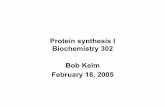 Protein synthesis I Biochemistry 302 - University of …biochem.uvm.edu/courses/files/302_spring_2005_lecture021805.pdfLehninger Principles of Biochemistry, ... Lehninger Principles