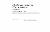 Advancing Physics - brendan.sdf-eu.orgbrendan.sdf-eu.org/downloads/ASApparatuslist.pdf · Advancing Physics AS2000 ... insulated and clamped vertically Leads, 4mm Colloidal graphite