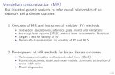 Mendelian randomization (MR) - Fred Hutch · Mendelian randomization (MR) Use inherited genetic variants to infer causal relationship of an exposure and a disease outcome. 1 Concepts