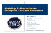 Modeling & Simulation for Enterprise Test and Evaluation · Modeling & Simulation for Enterprise Test and ... • Self Defense Test Ship (SDTS) testing 2) ... – Formally accredited
