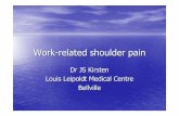 Dr JS Kirsten Louis Leipoldt Medical Centre Bellville shoulder... · Louis Leipoldt Medical Centre Bellville. ... Rotator cuff syndrome •Tear. ... Microsoft PowerPoint - Work-related