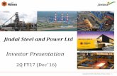 Jindal Steel and Power Ltd€¦ · Rotary kilns Power plant Electricity Iron ore from ... One of the largest thermal portfolios in India Power Capacities at a glance ... TNEB –