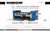13” Thickness Planer - Highland Woodworking€¦ ·  · 2015-08-2625-130H 25-130HM2 13” Thickness Planer with Helical-Style Cutterhead Operator’s Manual Record the serial number