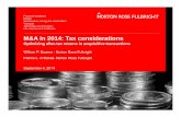 M&A in 2014: Tax considerations - Norton Rose Fulbright · M&A in 2014: Tax considerations ... Stock Sale for State Law But Taxable Asset Sale for FIT ... • A forward triangular
