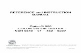 REFERENCE and INSTRUCTION MANUAL Optec® 900 COLOR VISION ...d13iwp969lq78m.cloudfront.net/pdf/vision-testers/Optec_900_manual.… · 4 II. TEST ADMINISTRATION a. TEST INSTRUCTION